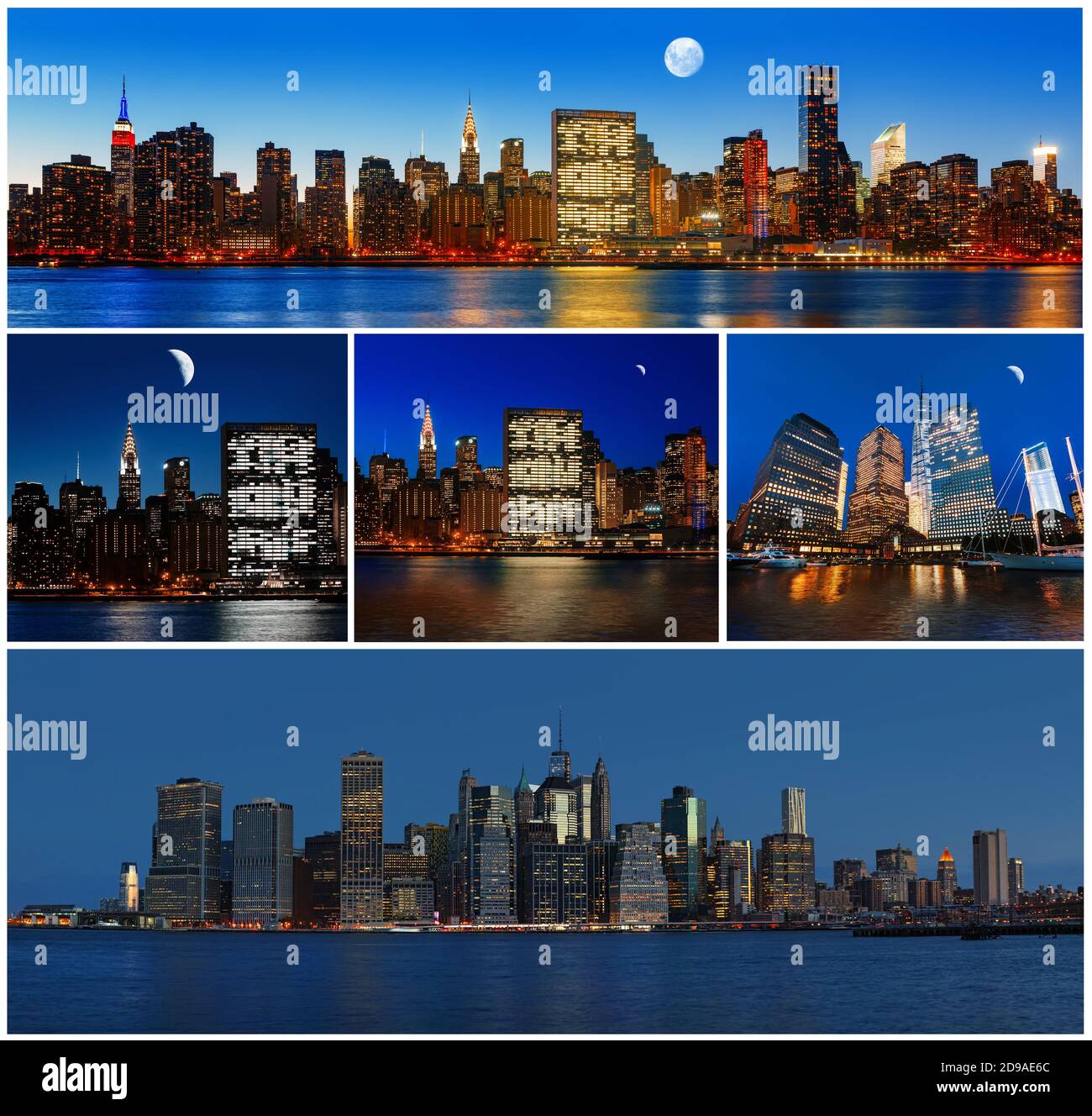 Manhattan. Panorama der Skyline von New York City. Set mit 5 Bildern Stockfoto