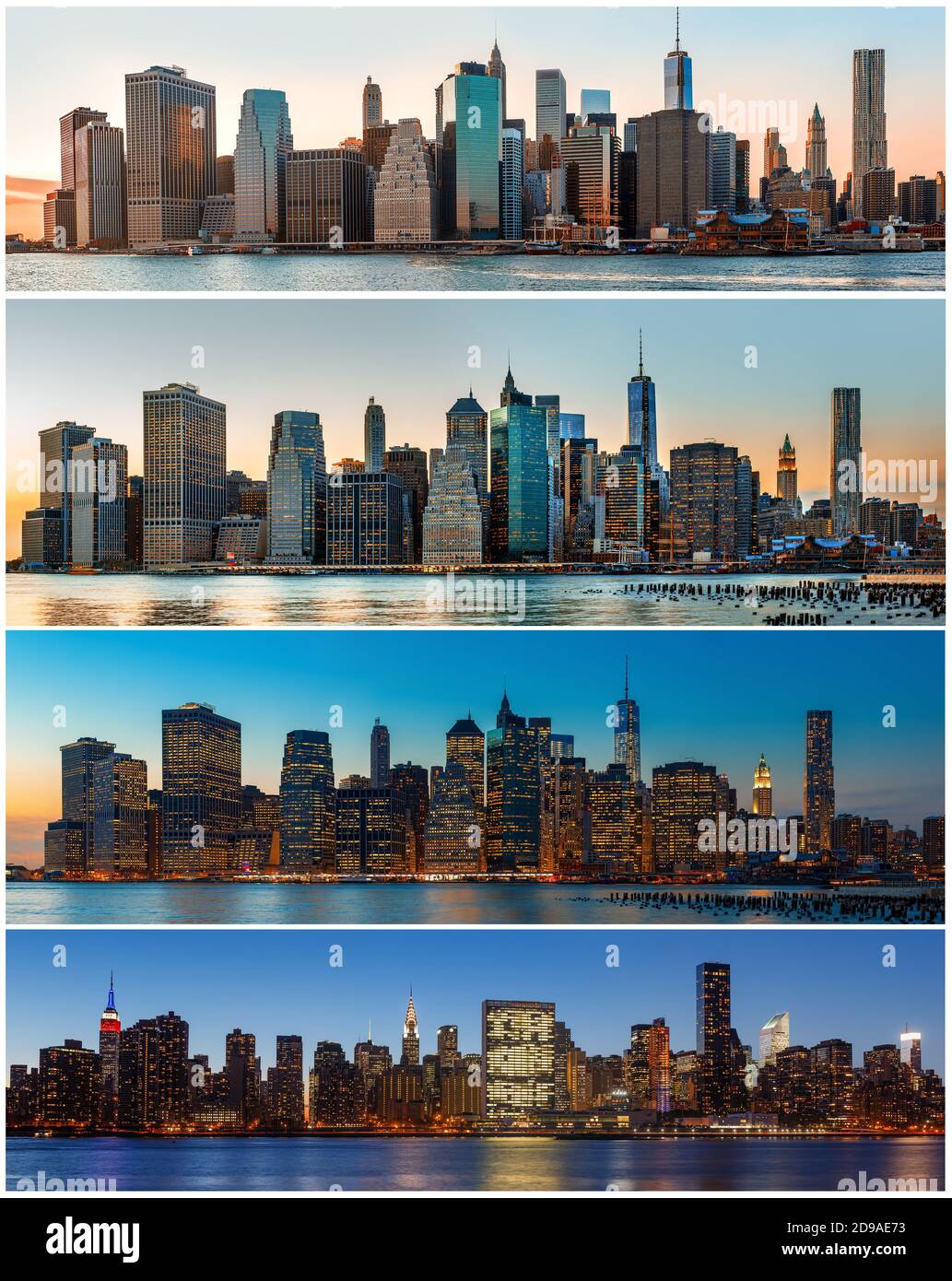 Manhattan. Panorama der Skyline von New York City. Satz mit 4 Bildern Stockfoto