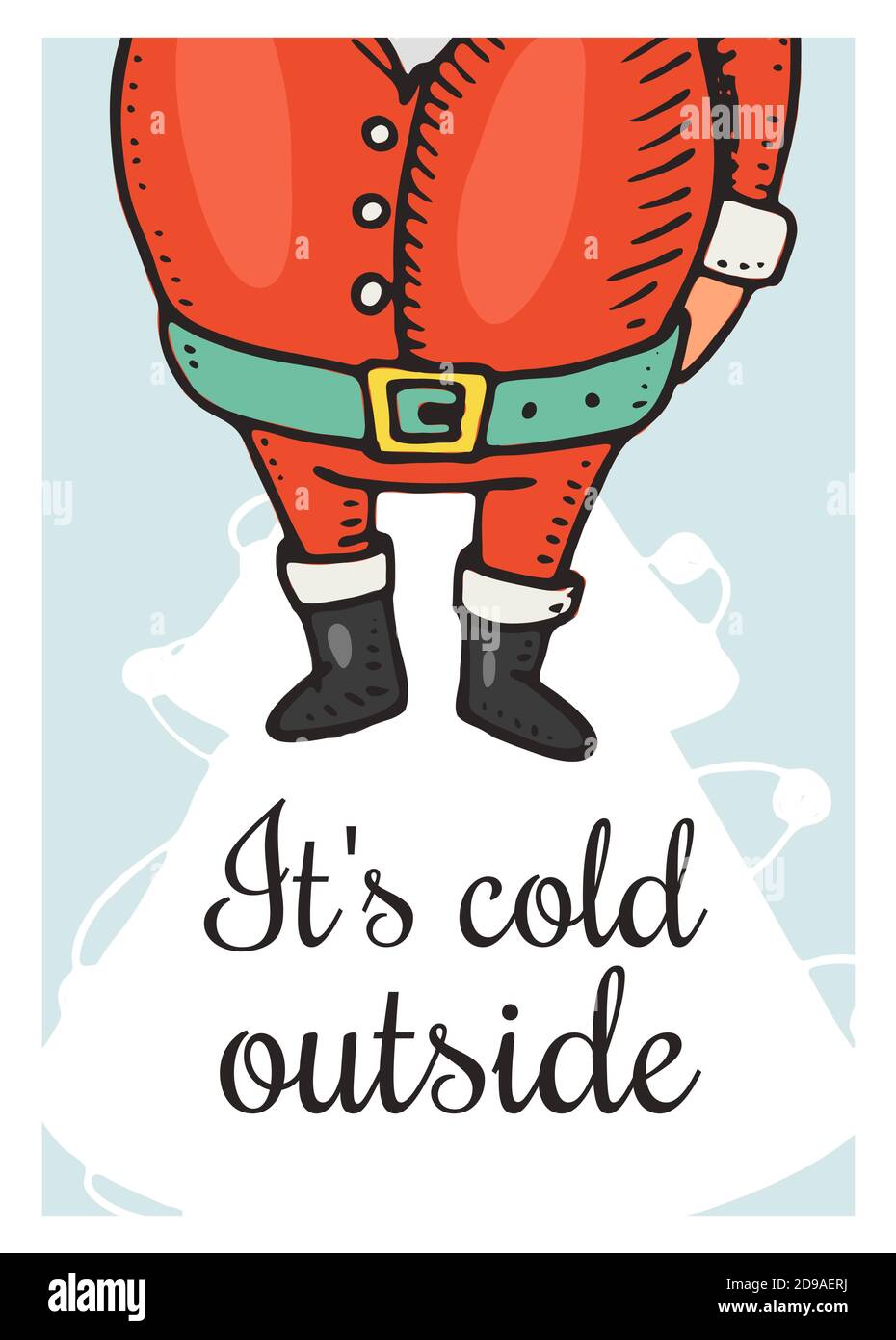 Frohe Weihnachten Banner. New Year Sticky Label. Draußen ist es kalt. Poster-Vorlage. Father Frost oder Santa Claus für Vintage Aufkleber Flyer oder Etiketten Stock Vektor