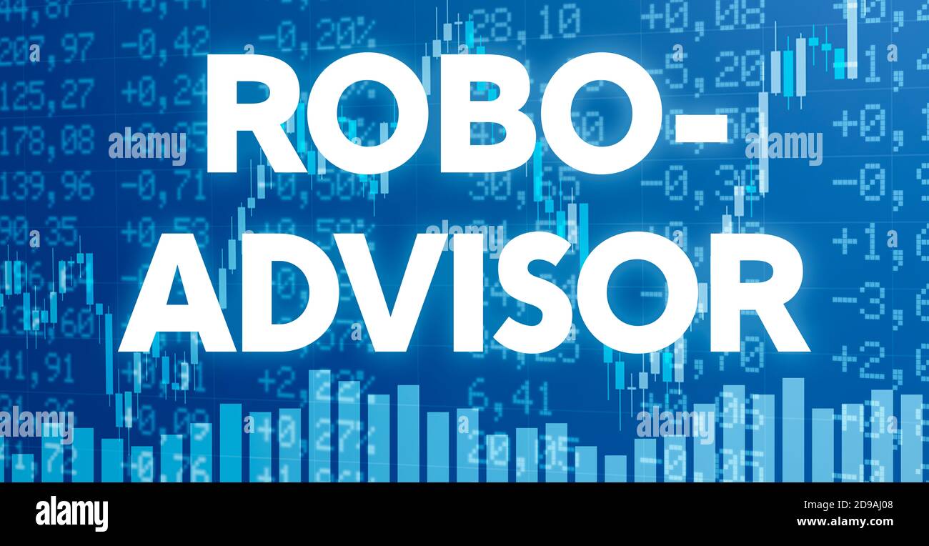 Konzeptionelles Bild mit Finanzdiagrammen und Grafiken - Robo-Advisor Stockfoto
