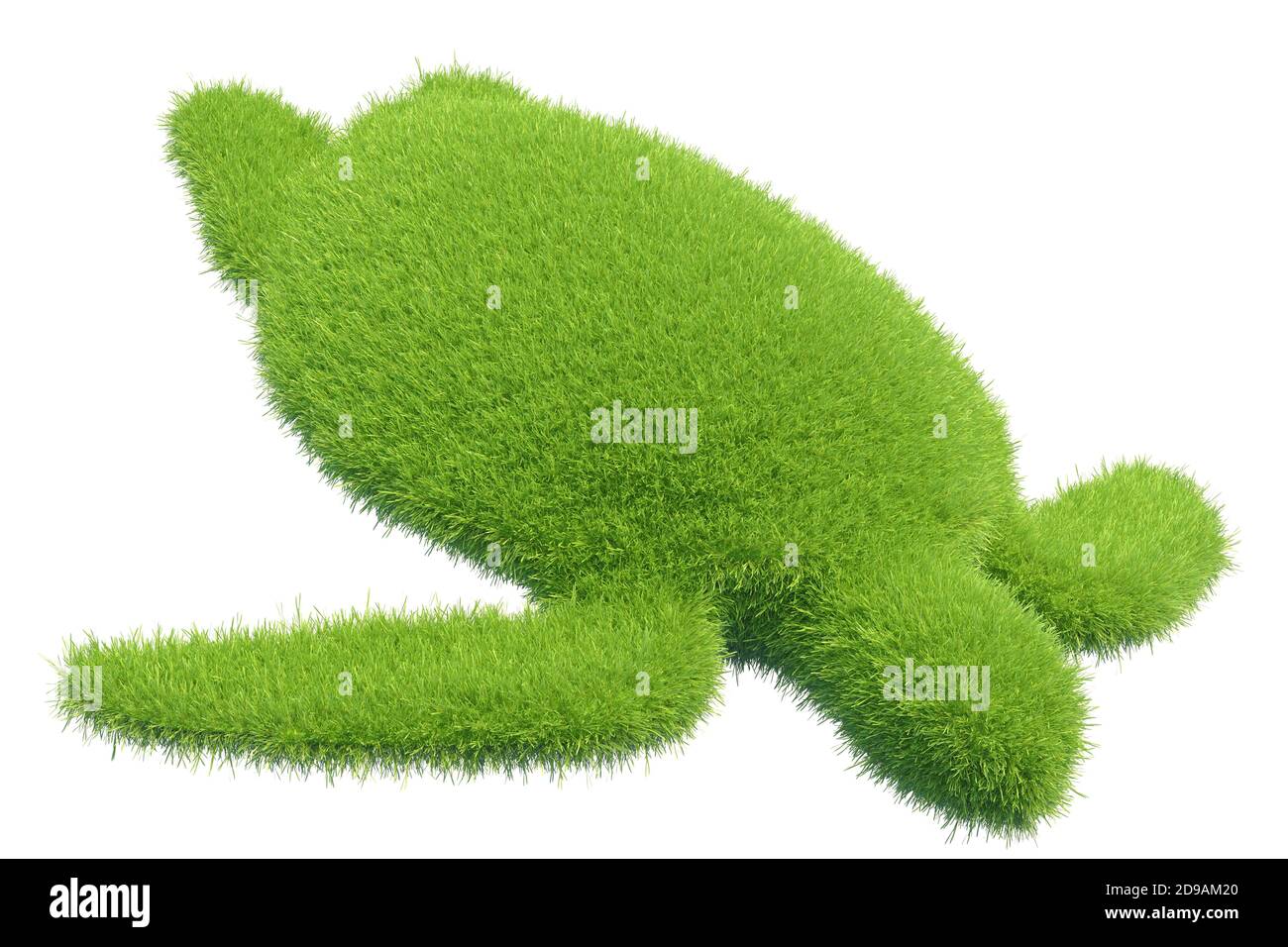 Schildkröte in Form von grünem frischem Gras. 3d-Rendering Stockfoto