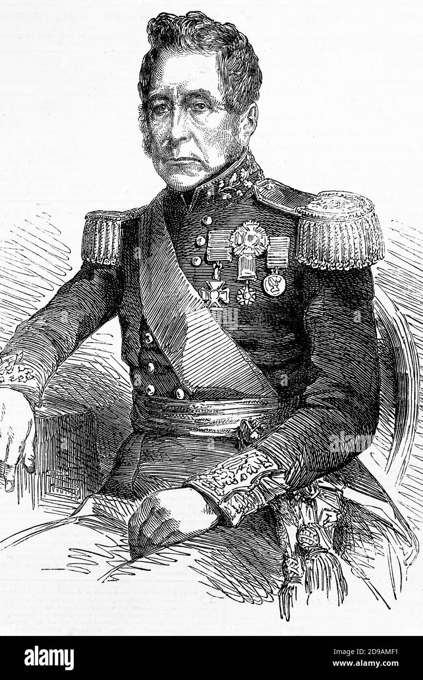 John Fox Burgoyne. Feldmarschall der britischen Armee, Generalleutnant. Krimkrieg. 1782-1871. Antike Illustration. 1857. Stockfoto