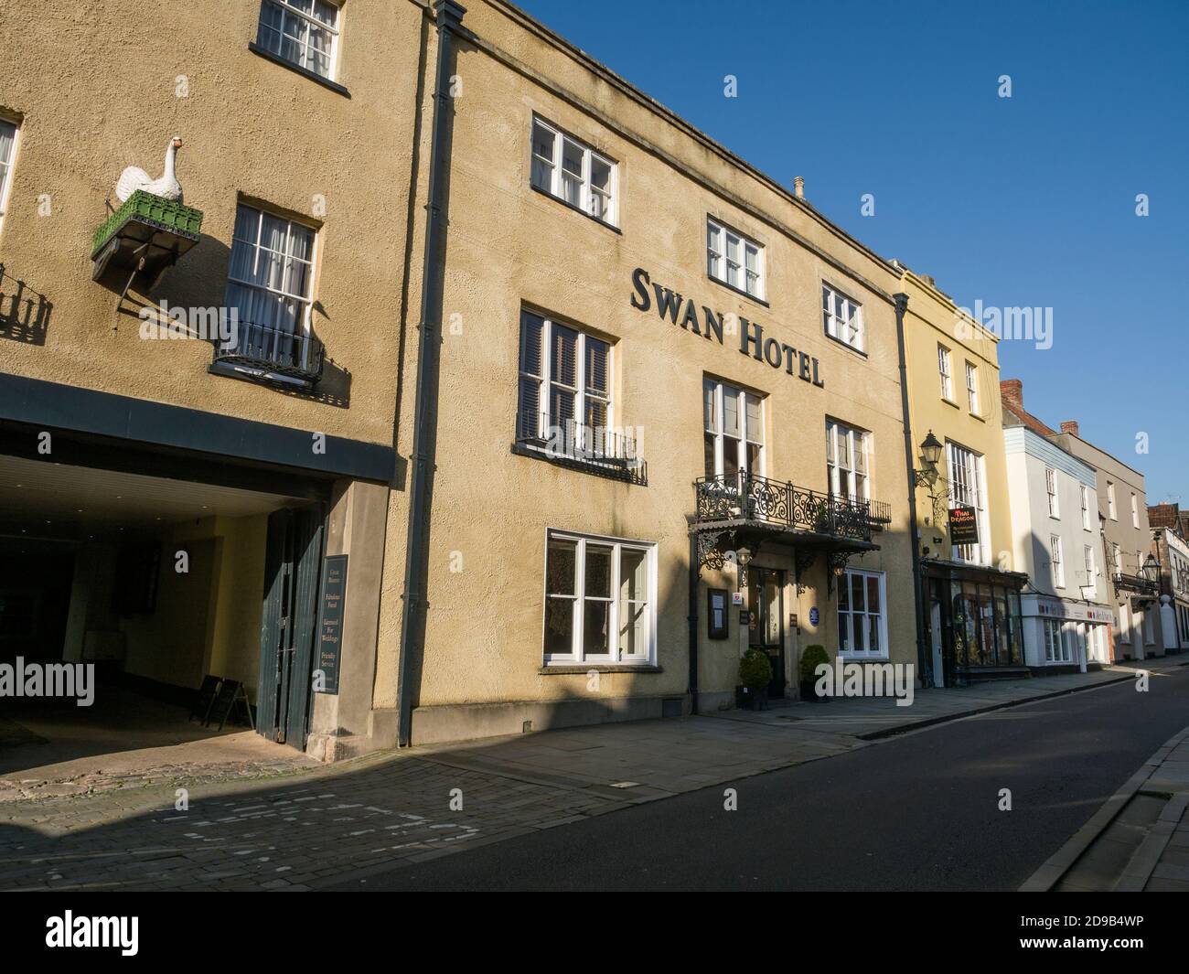 Das Swan Hotel in der Sadler Street in der Stadt Wells, Somerset, England. Stockfoto