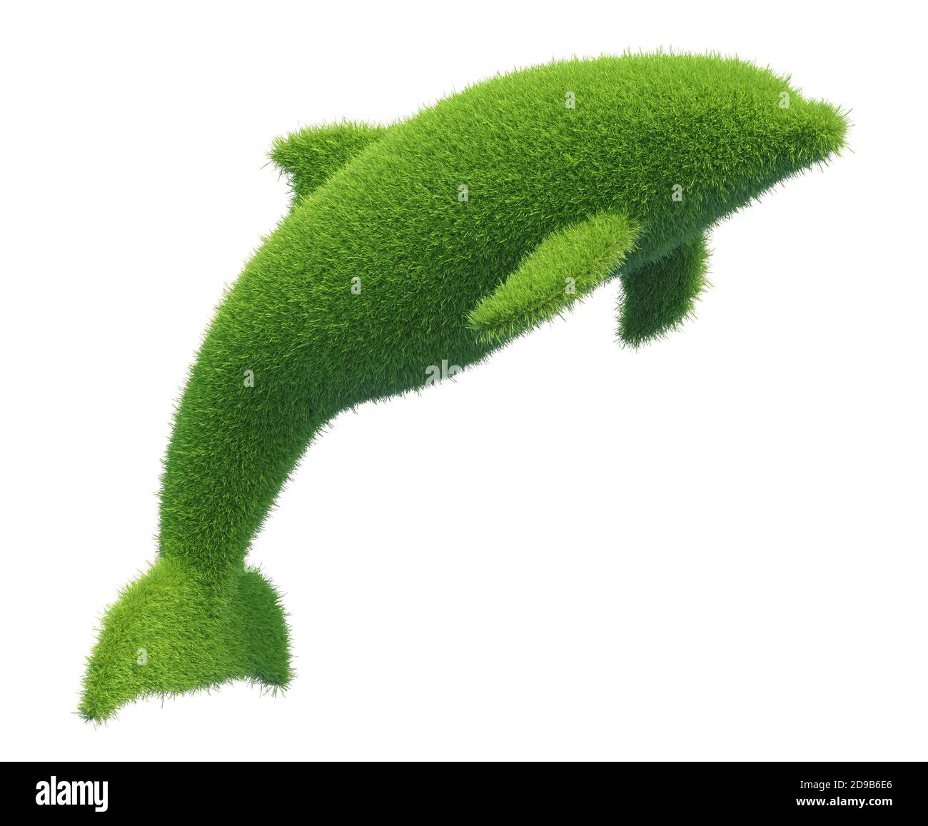 Delfin in Form von grünem frischem Gras. 3d-Rendering Stockfoto
