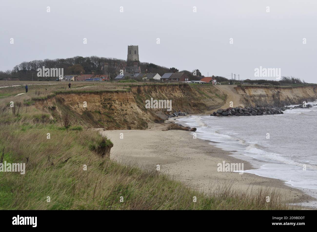Küstenerosion bei Happisburgh Nord-Ost Norfolk, England Großbritannien Stockfoto
