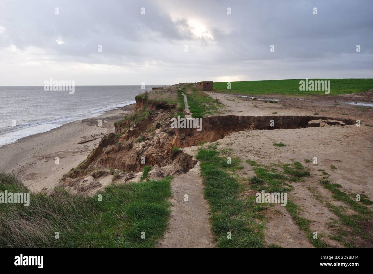 Küstenerosion bei Happisburgh Nord-Ost Norfolk, England Großbritannien Stockfoto