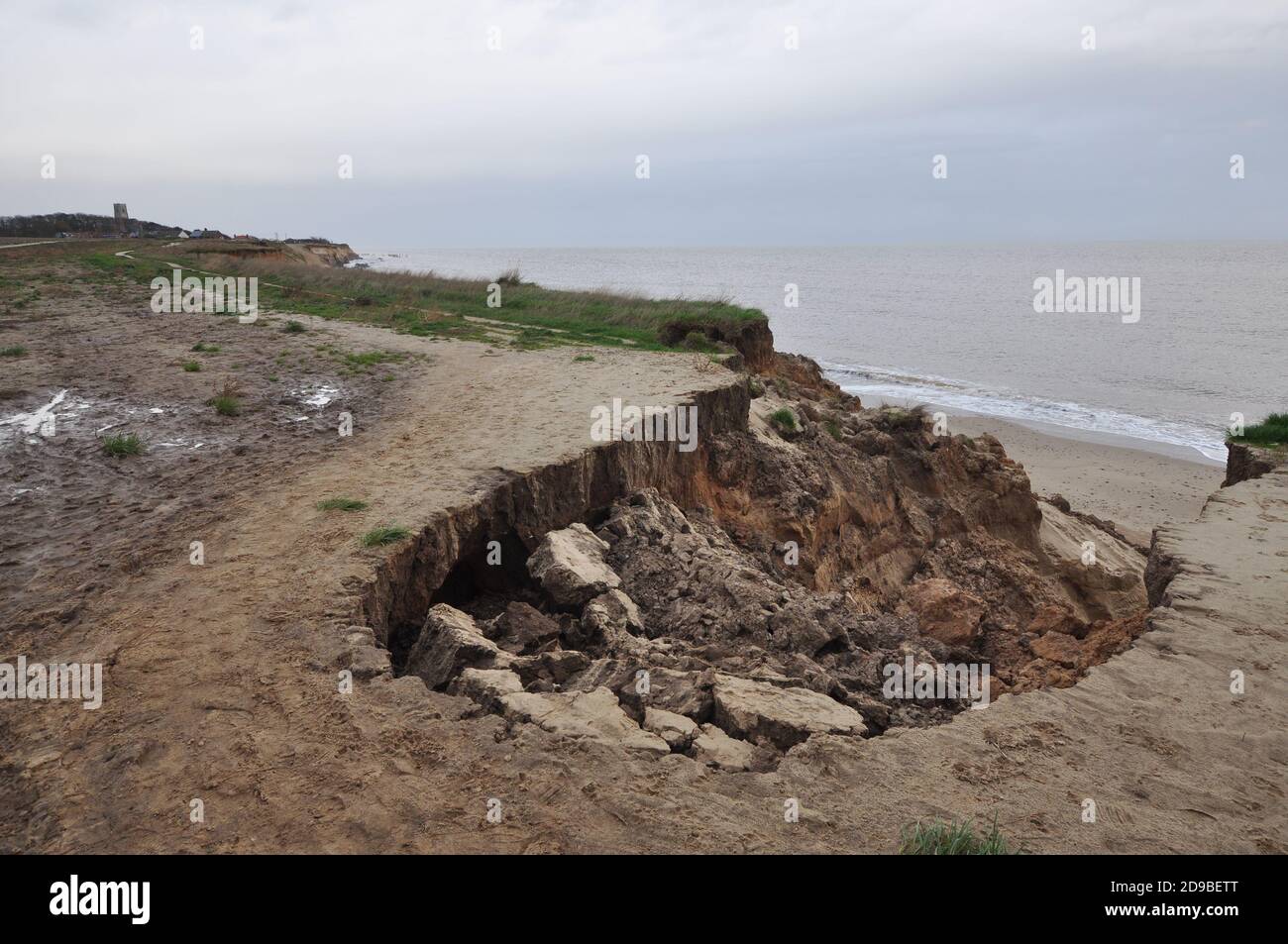 Küstenerosion bei Happisburgh Nord-Ost Norfolk, England Großbritannien Stockfoto