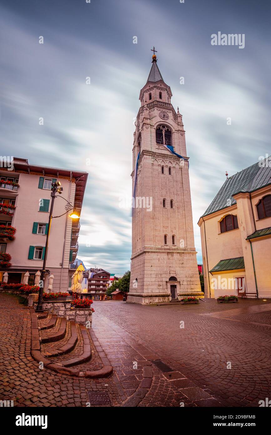 Townscape, Cortina D'Ampezzo, Belluno, Italien Stockfoto