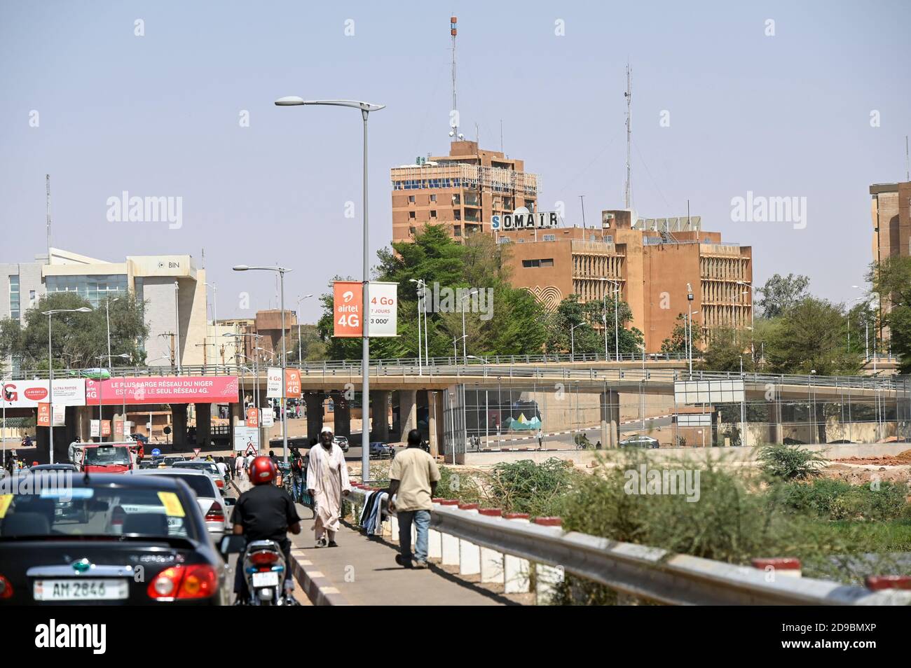 NIGER, Niamey, Somair, Société des Mines de l'Air, Hauptsitz des nationalen Bergbauunternehmens, das Uran in Arlit abbaut. Das französische Energieunternehmen Orano, früher Areva genannt, hat einen Anteil von 63,4 Prozent, andere Anteile gehören dem nigrischen Staat Stockfoto