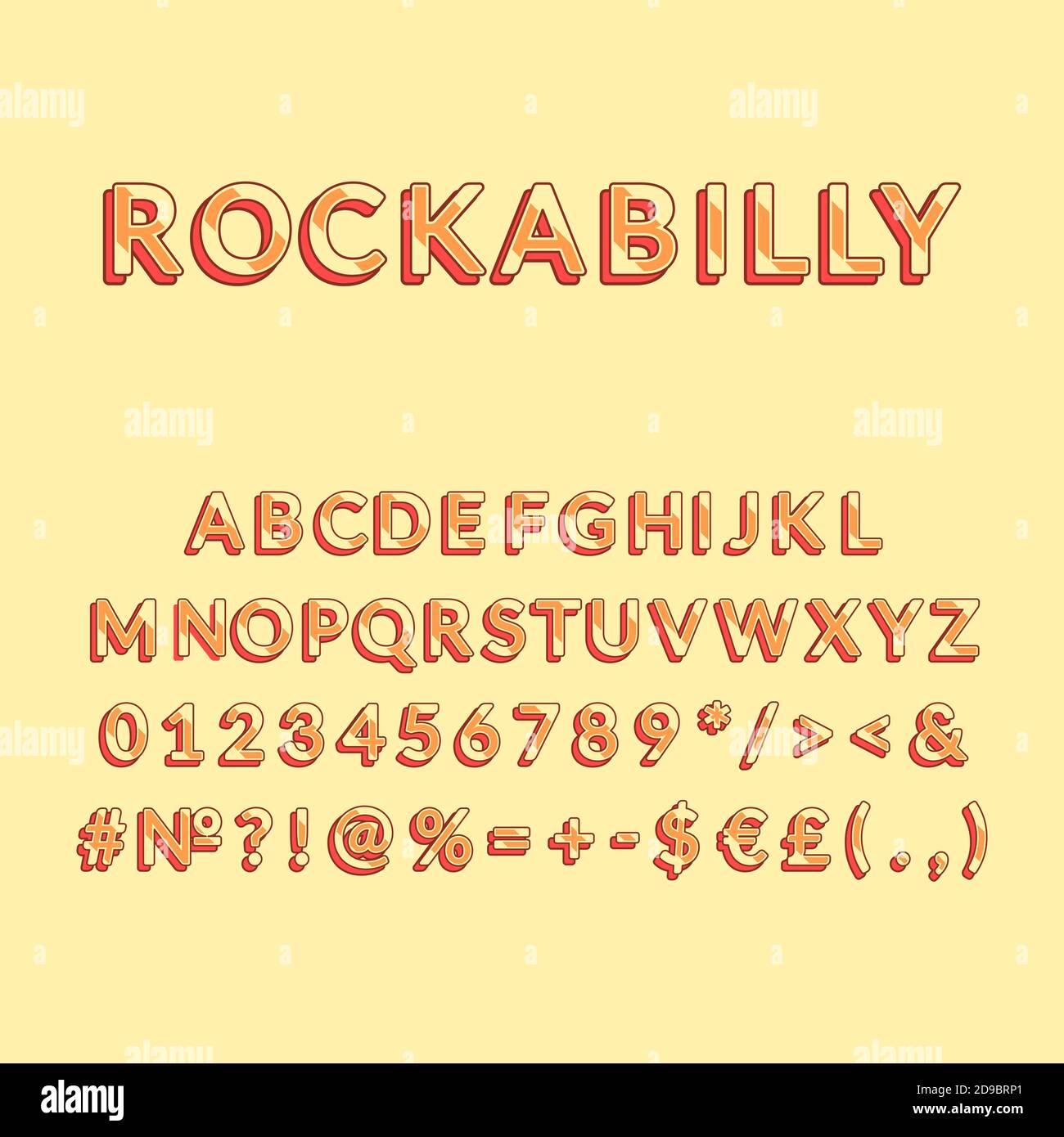 Rockabilly Vintage 3d Vektor Alphabet Set Stock Vektor