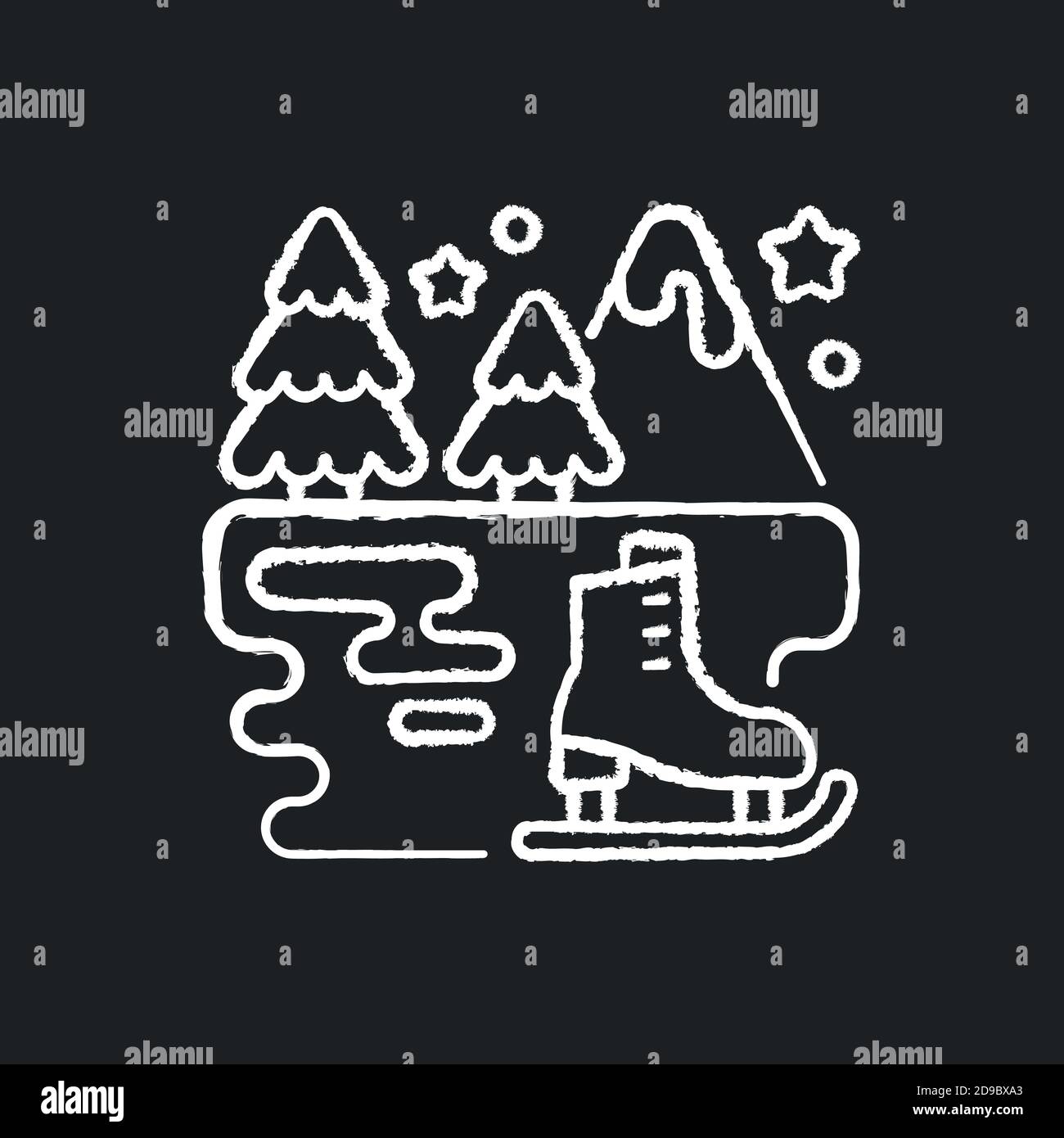 Outdoor Eislaufen Kreide weißes Symbol auf schwarzem Hintergrund Stock Vektor