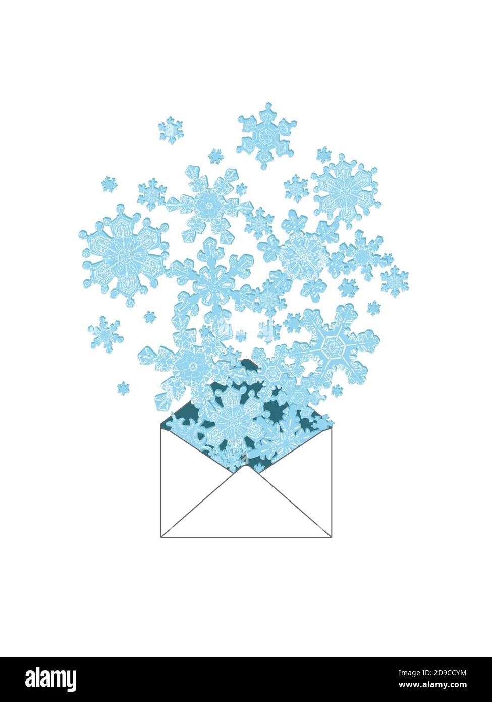 Schneeflocke Grüße. Umschlag voller Winter. Isoliertes Weihnachtsdesign auf Weiß. Vektorgrafiken Stock Vektor