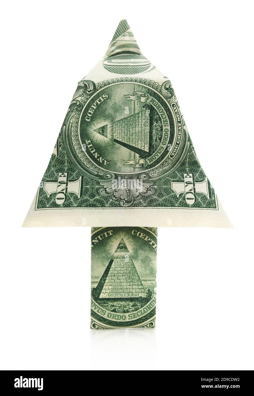 Geld Origami Weihnachtsbaum Stockfoto