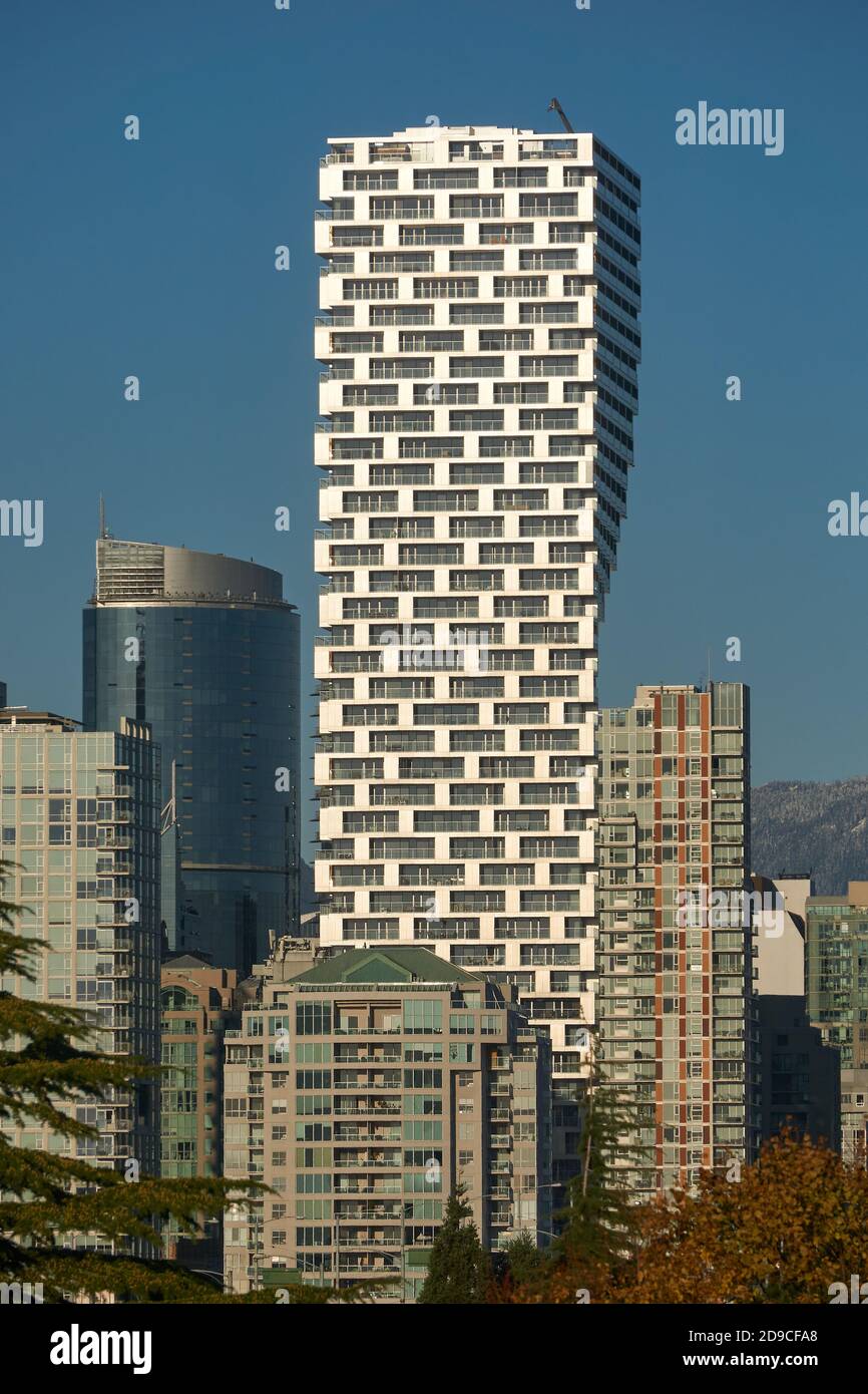 Der neue (2020) Canada House Wolkenkratzer und andere Hochhäuser in der Innenstadt von Vancouver, BC, Kanada Stockfoto
