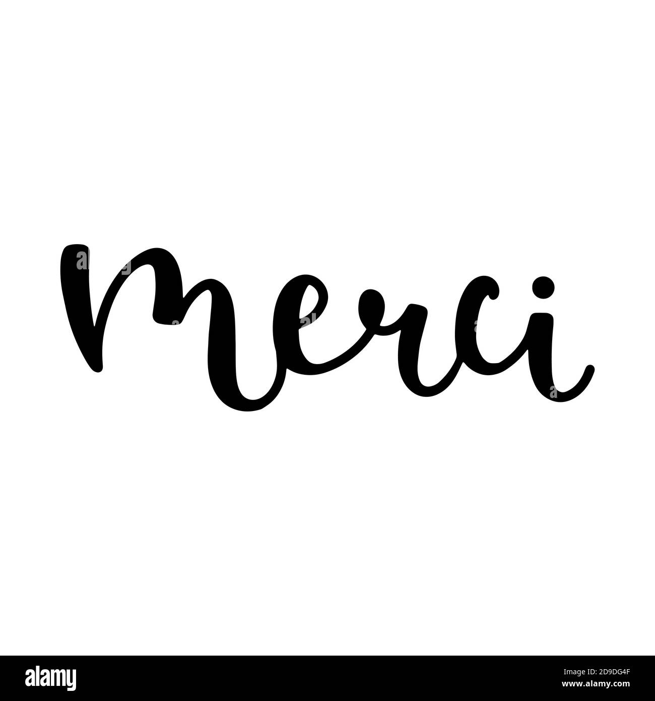 Merci Wort handgezeichnete Schrift. Moderne Bounce Kalligraphie Tinte in schwarz isoliert in weißem Hintergrund Vektor-Illustration. Stock Vektor