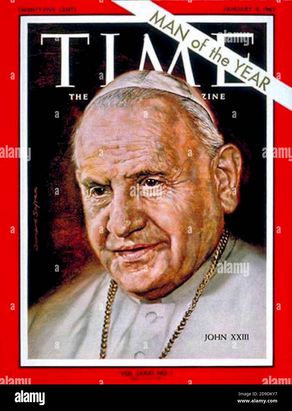 Bernard Safran entwarf Frontcover des Time Magazine Januar 1963 - der Papst - Johannes XX111 Stockfoto