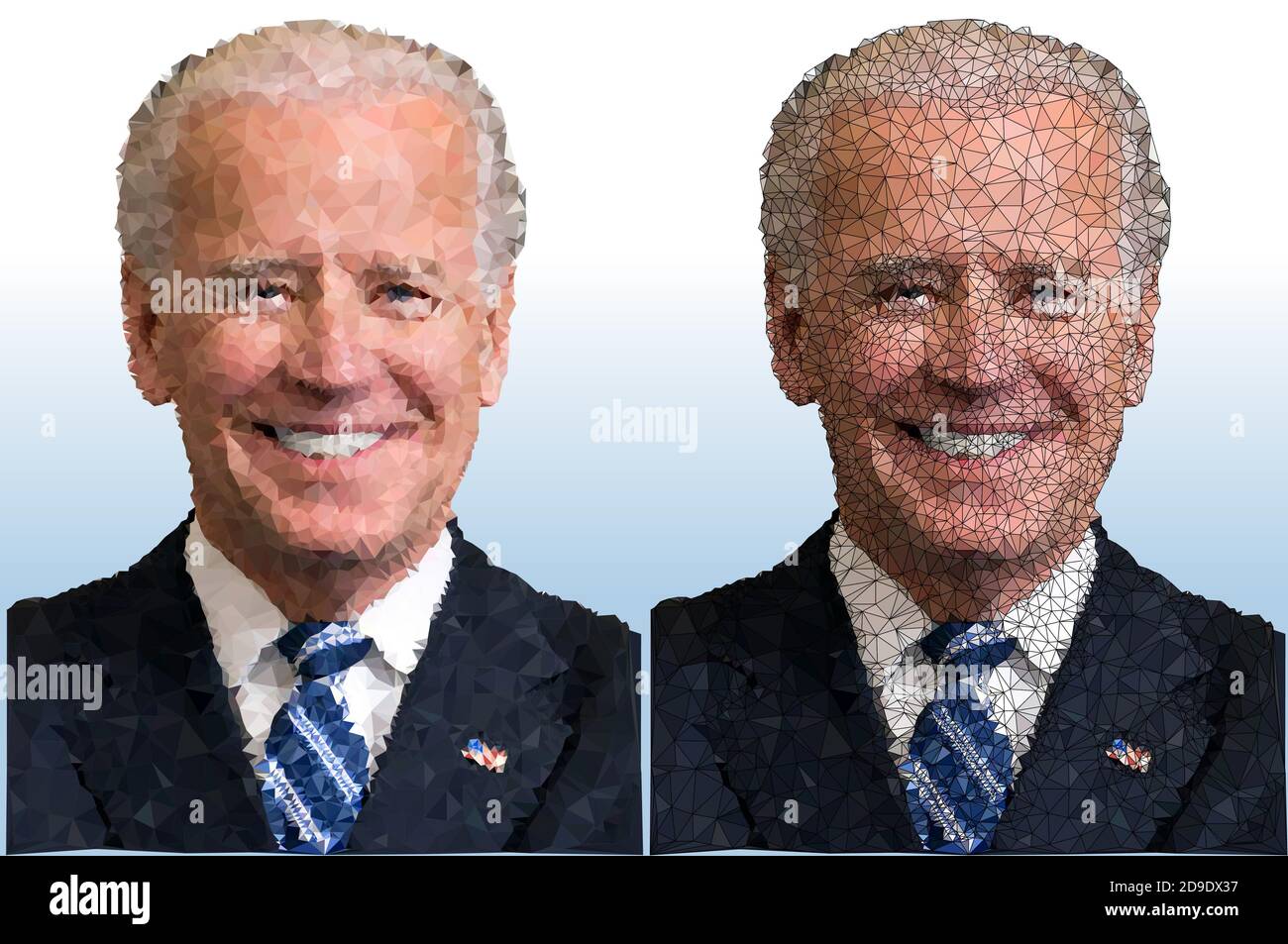 US Presidential Elections 2020, Joe Biden polygonales Porträt, Vektorgrafik, Editorial Stock Vektor