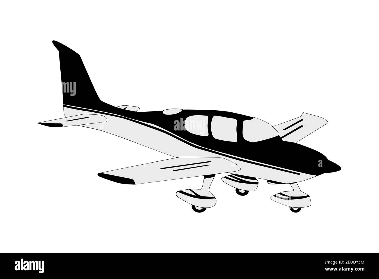Kleines Flugzeug Symbol, Logo oder Zeichen isoliert auf weiß.Persönliches Flugzeug. Zivile Luftfahrt Flugzeug.Light Aircraft School.Air Tours vehicle.Commercial Flüge Stock Vektor