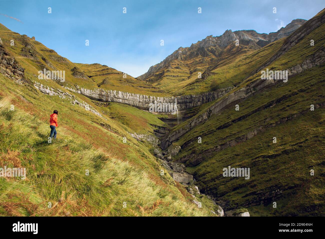 Churron de Agualto Geburt des Flusses Pas. Landschaft mit Menschen Stockfoto