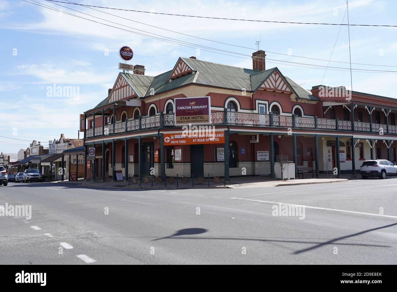 Der historische Charme von Rutherglen, Victoria, Australien Stockfoto