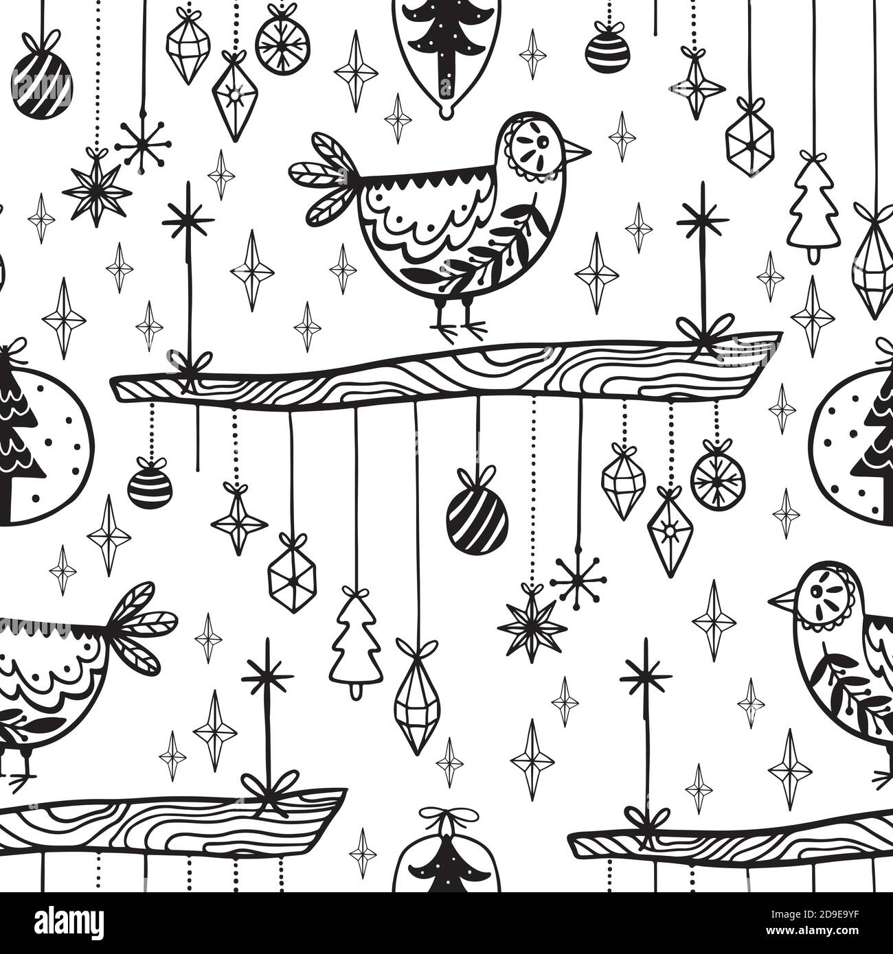 Nahtloses Muster Urlaub frohe weihnachten. Sketch Doodle trendy Stil. Stock Vektor