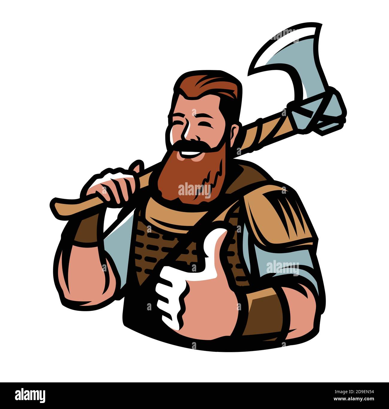 Maskottchen der nordischen wikinger. Krieger, barbarischen Sport Logo Vektor Illustration Stock Vektor