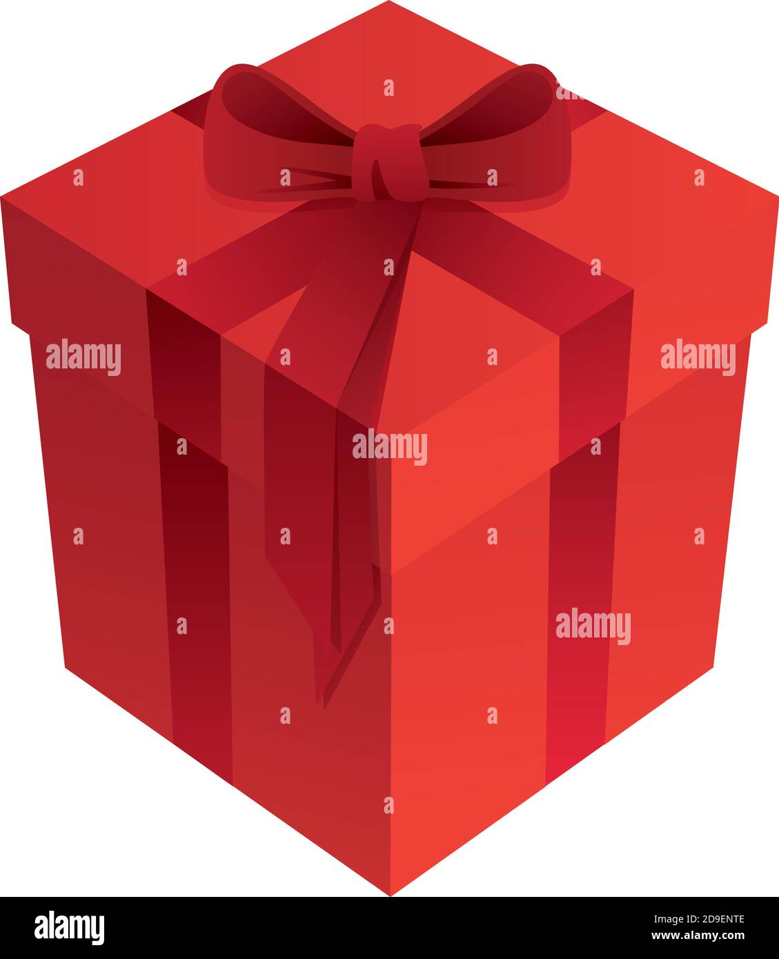Rote romantische Weihnachtsgeschenk-Box mit Schleife und Band 3D Isolierte Vektorgrafik Stock Vektor