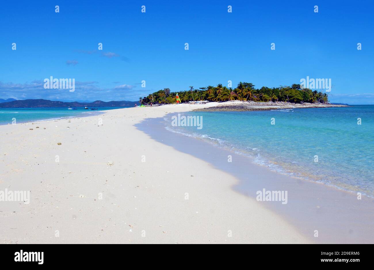 Weißer Sand Strand von Nosy Iranja Insel, in Madagaskar Stockfoto
