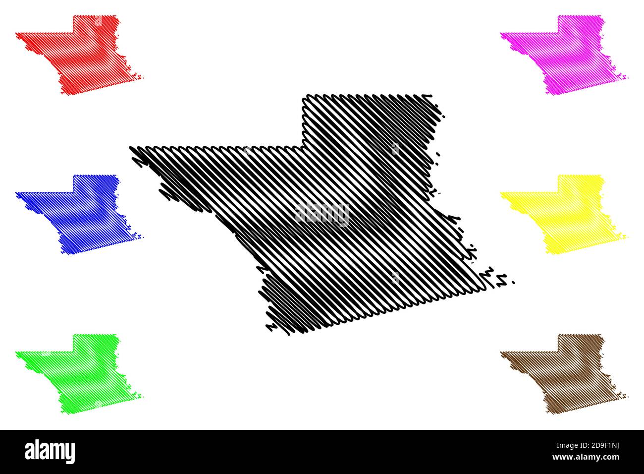 Grant County, Louisiana (US-County, Vereinigte Staaten von Amerika, USA, USA, US) Karte Vektor Illustration, scribble Skizze Grant Parish Karte Stock Vektor