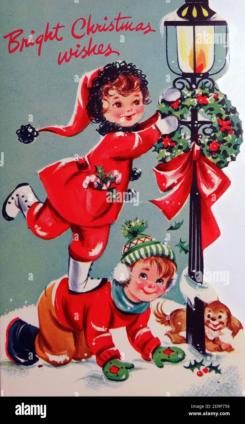 Illustrationen zu Weihnachten. Weihnachten im alten Stil auf Vintage-Art. Stockfoto
