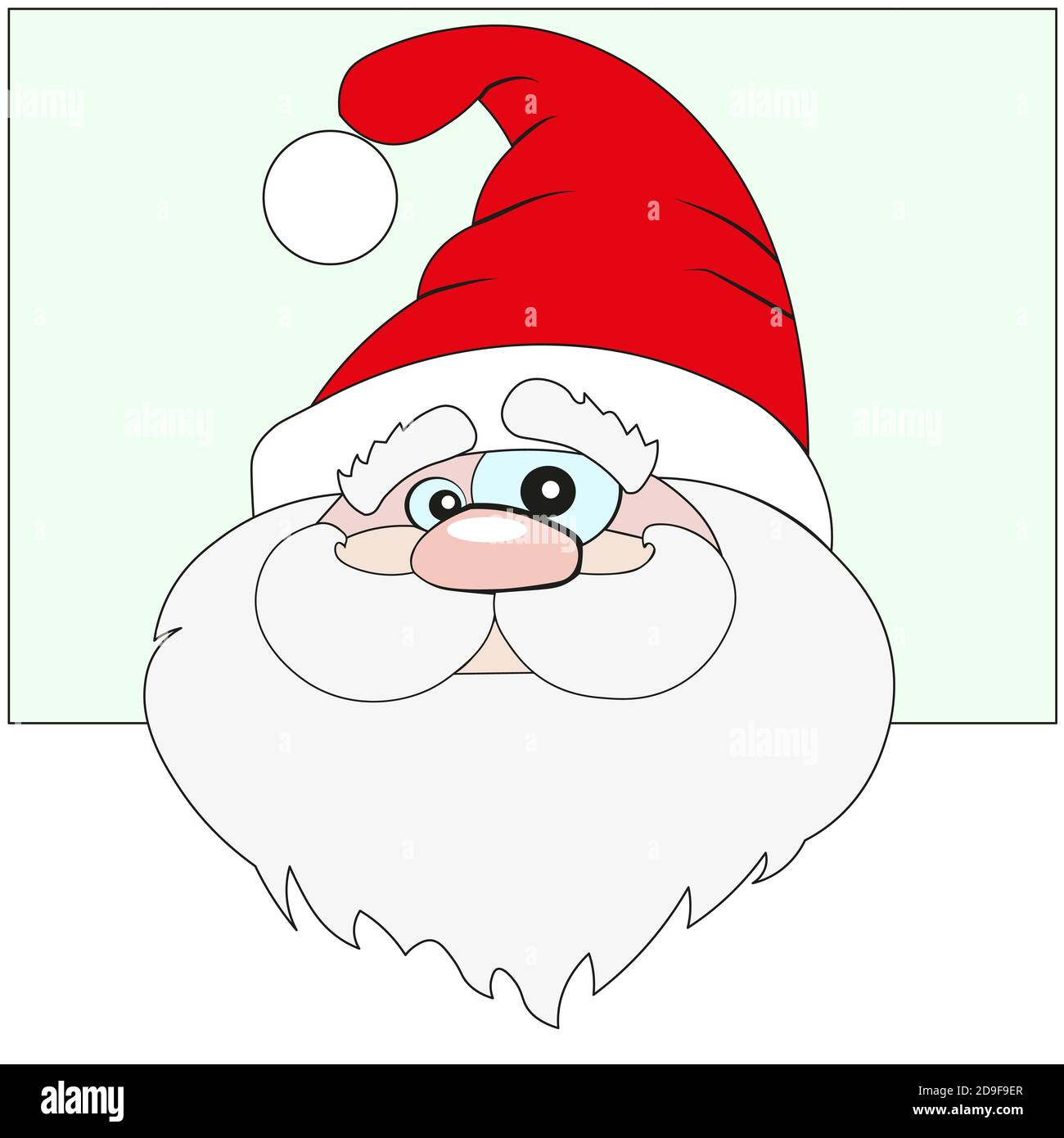 Vektor EPS 10. Klassischer Weihnachtsmann Kopf mit roter Hütte. Stockfoto