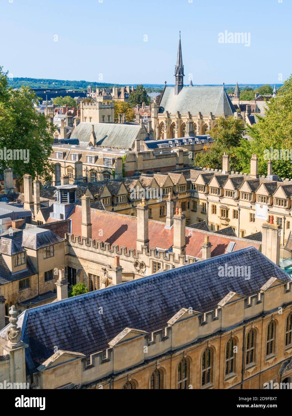 Luftaufnahme des Brasenose College Oxford und Oxford Skyline Oxford Oxfordshire England GB Europa Stockfoto