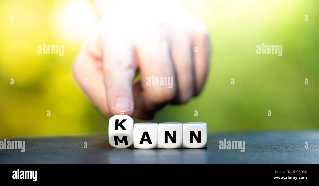 Würfel bilden den deutschen Ausdruck "mann kann". Stockfoto