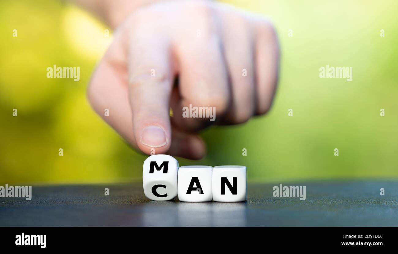 Würfel bilden den Ausdruck 'kann'. Stockfoto