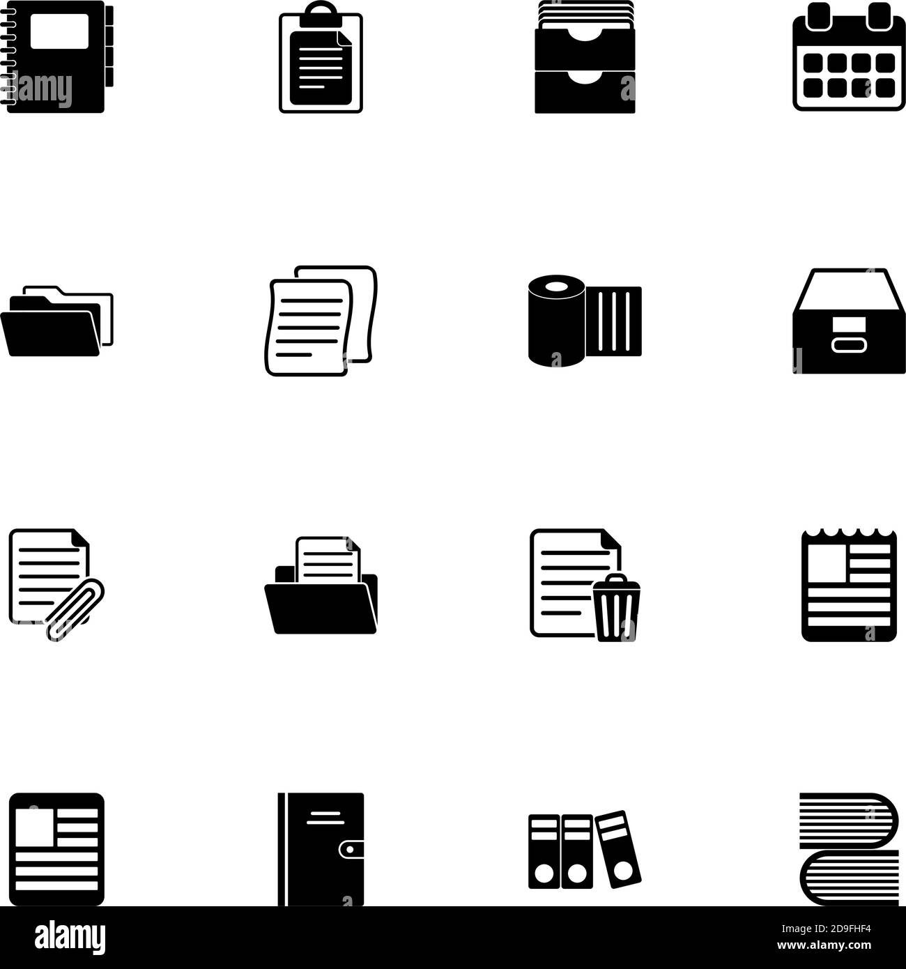 Dokumentensymbol - auf beliebige Größe erweitern - auf beliebige Farbe ändern. Perfect Flat Vector enthält Symbole wie Papier Dokument, Zeitung, Anhang Datei, Kal Stock Vektor