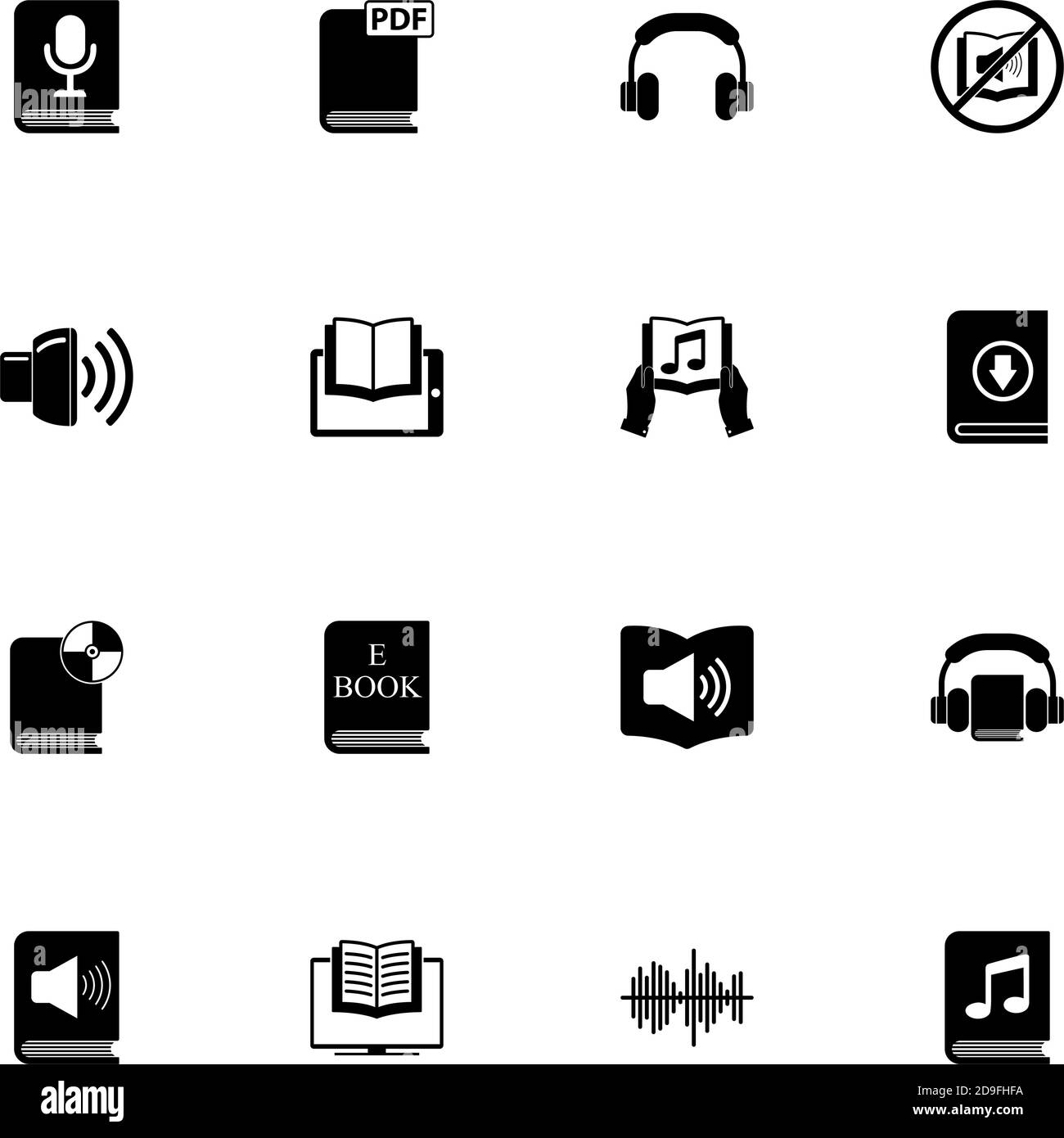 EBooks-Symbol - auf beliebige Größe erweitern - auf beliebige Farbe ändern. Perfect Flat Vector enthält Symbole wie Bildung, Hörbuch, Lesezeichen, Enzyklopädie, Text Stock Vektor