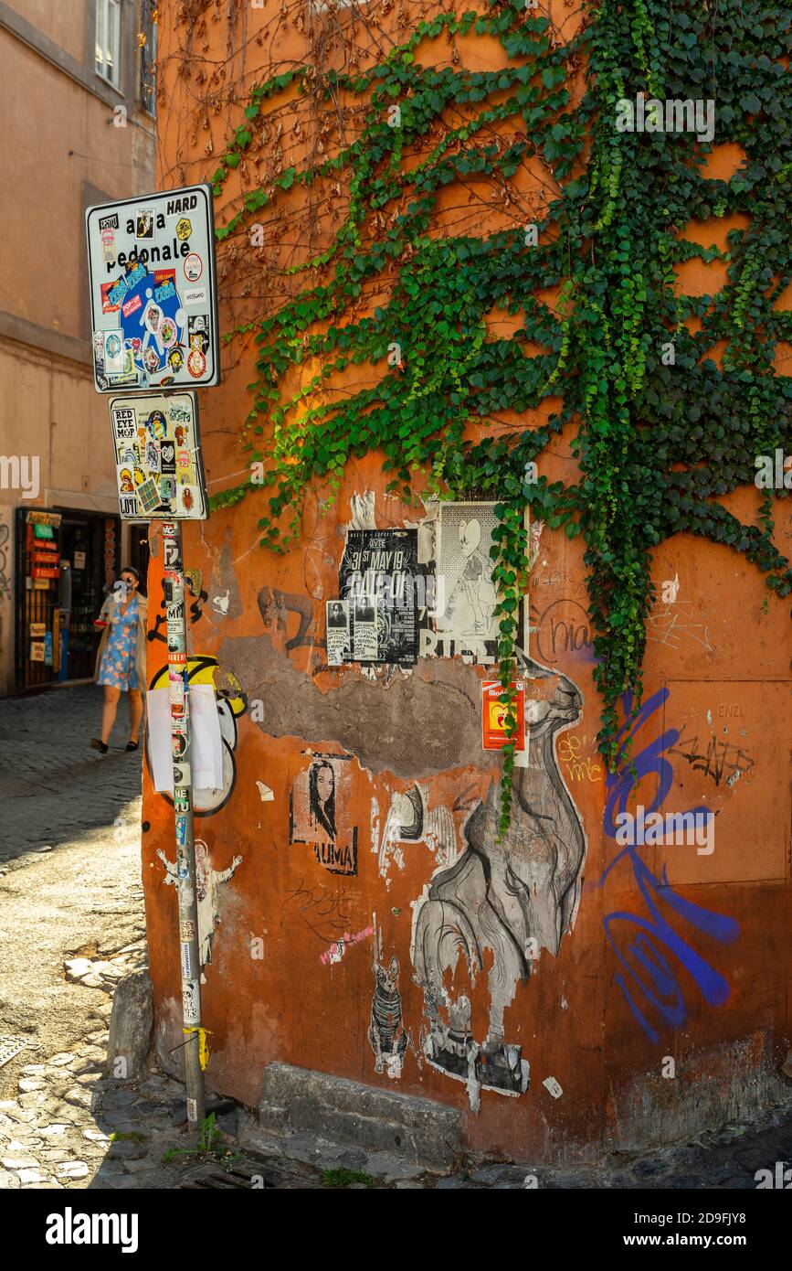 Street Art im Stadtteil Trastevere. Rom, Italien, Europa Stockfoto