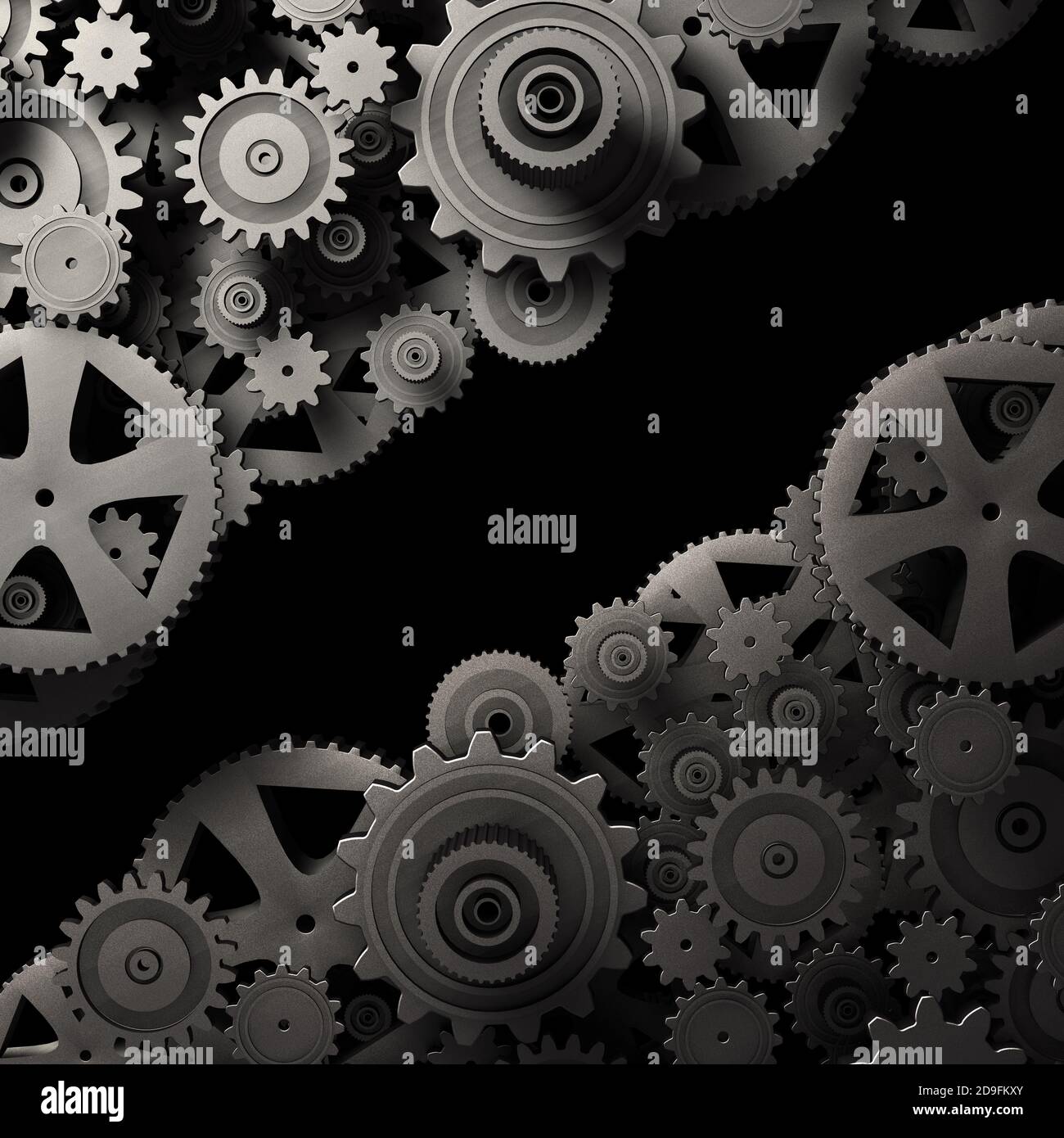 Industrieller und mechanischer Hintergrund. Motor und Technologie Konzept.Getriebe Zahnrad Hintergrund.3d-Illustration Stockfoto