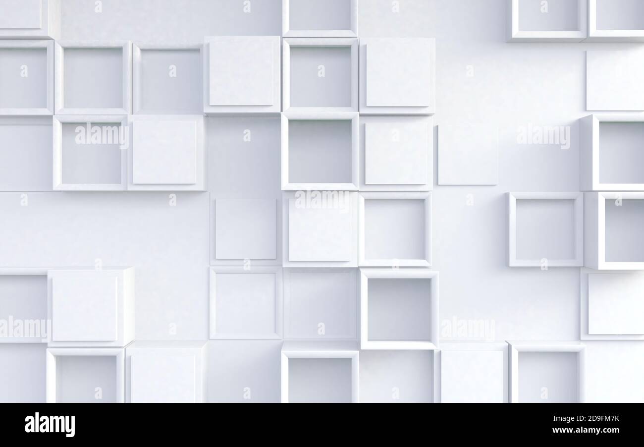 Abstrakte geometrische Design mit Würfel Struktur.White Cubes Hintergrund.3d-Illustration Stockfoto