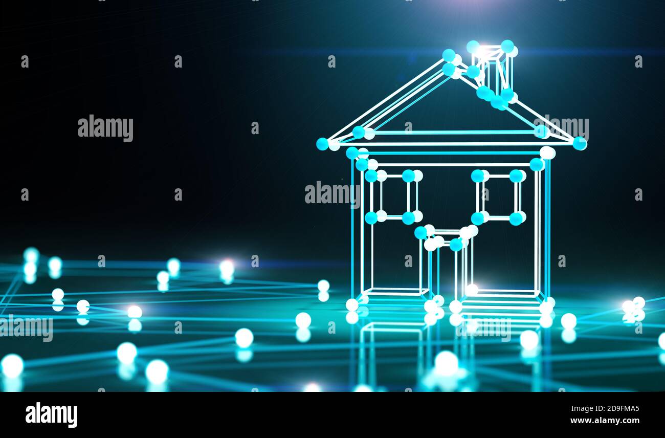 Real State und Technology.Investment und Internet Business.Smart House und net.3d Illustration. Stockfoto