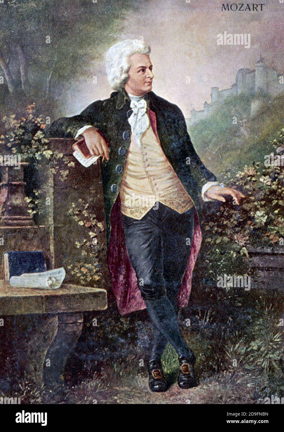 WOLFGANG AMADEUS MOZART (1756-1791) Klassischer Komponist geboren in Salzburg, damals Teil des Heiligen Römischen Reiches. Eine Illustration aus dem 19. Jahrhundert. Stockfoto