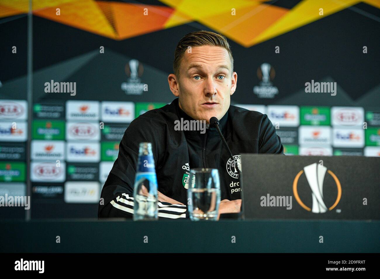 ROTTERDAM, NIEDERLANDE - NOVEMBER 05: {caption} während einer Pressekonferenz vor dem UEFA Europa League Spiel zwischen Feyenoord und CSKA Moskau am 22. Oktober 2020 in Rotterdam, Niederlande (Foto: Yannick Verhoeven/Orange Pictures) Stockfoto