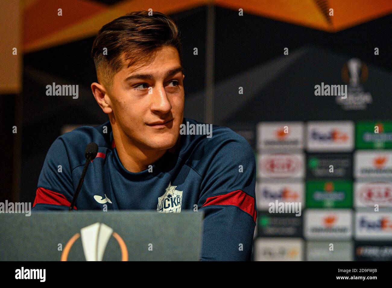 ROTTERDAM, NIEDERLANDE - 05. NOVEMBER: Konstantin Maradishvili vom CSKA Moskou bei einer Pressekonferenz vor dem UEFA Europa League Spiel zwischen Feyenoord und CSKA Moskau am 22. Oktober 2020 in Rotterdam, Niederlande (Foto: Yannick Verhoeven/Orange Pictures) Stockfoto