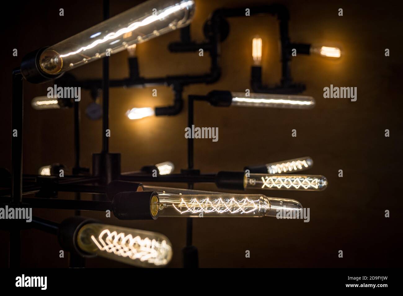 Verschiedene Glühbirnen Dekoration Stockfoto