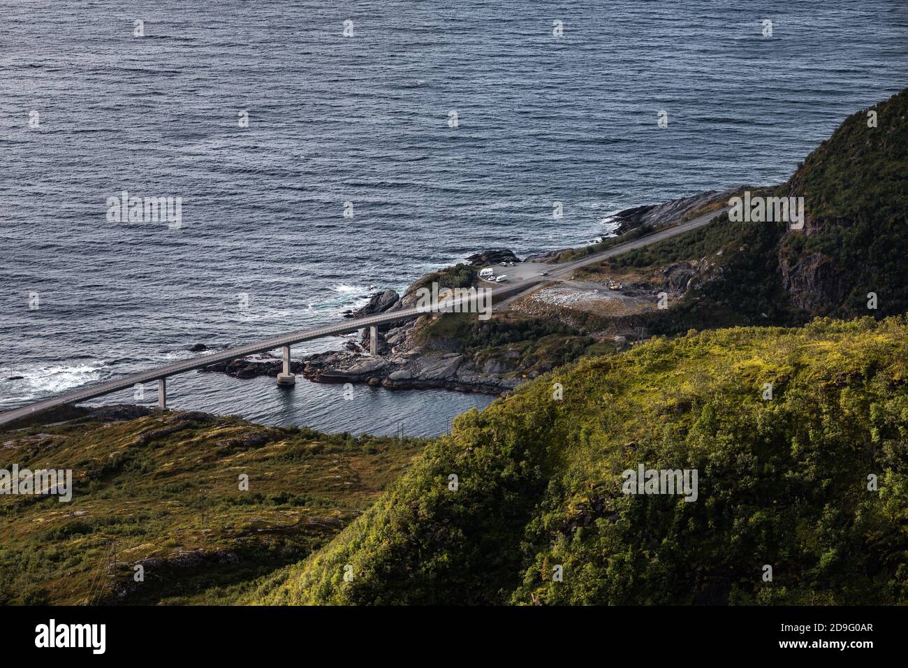 Lofoten Island Luftpanorama, Blick vom Reinebringen Berg, reine Norwegen Stockfoto