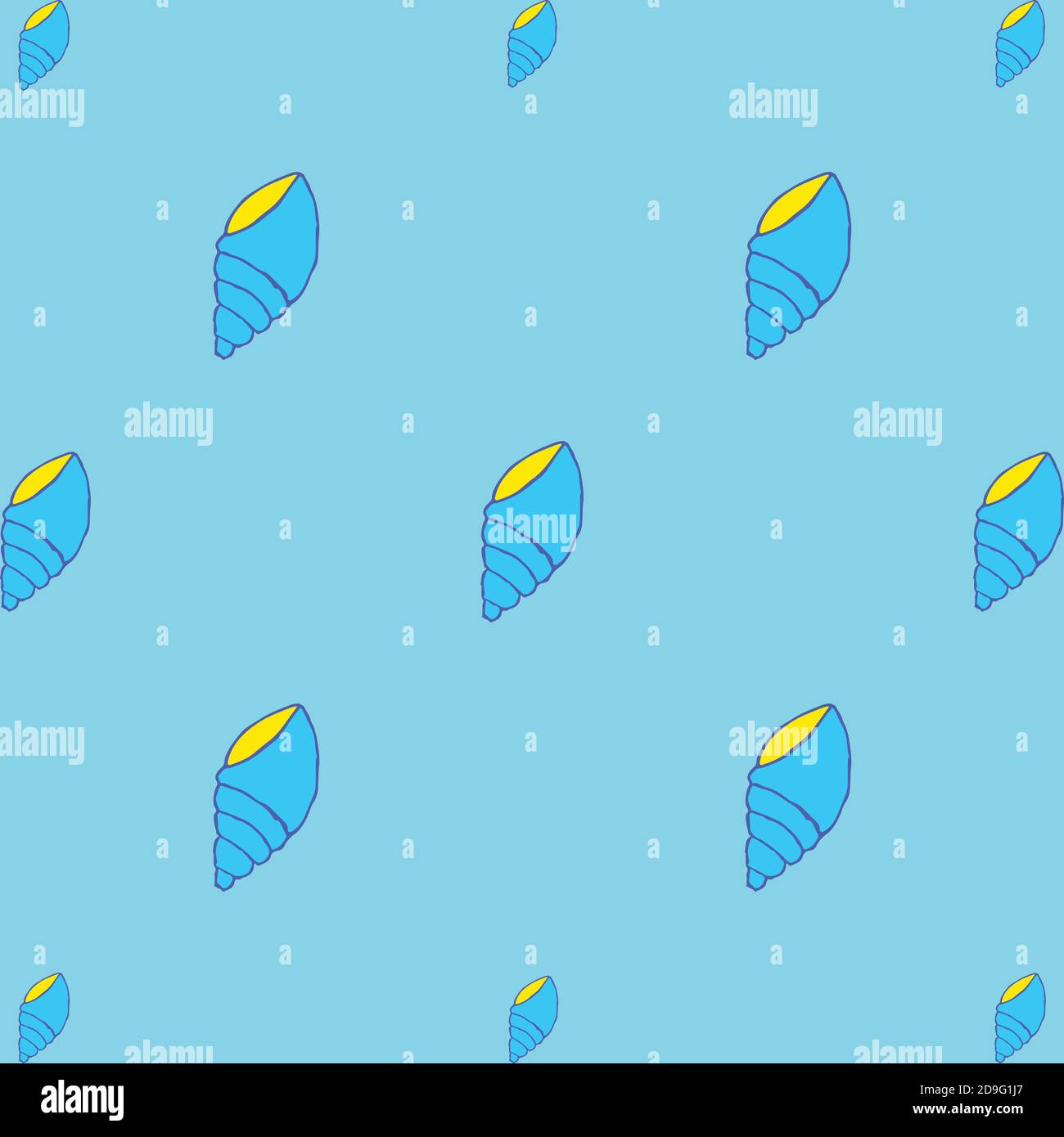 Seashell nahtloses Muster auf dem cyan Hintergrund Stock Vektor