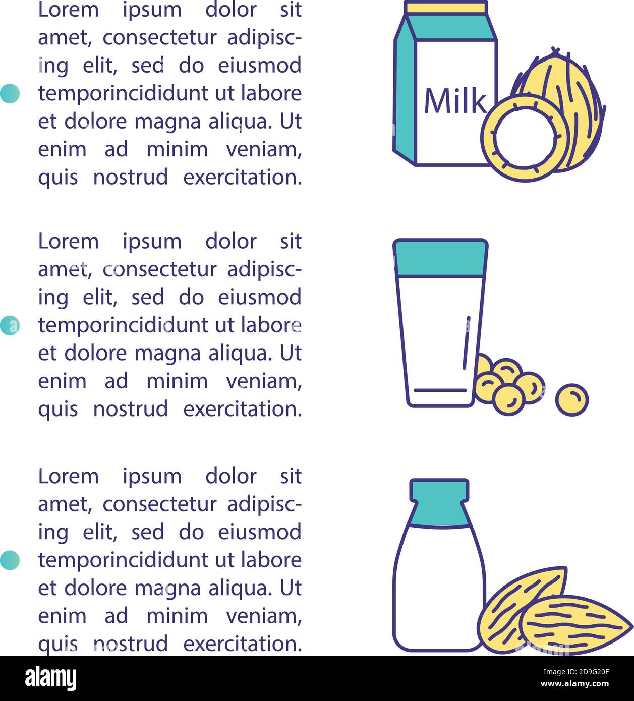 Bio-Milchprodukte Konzept-Symbol mit Text Stock Vektor