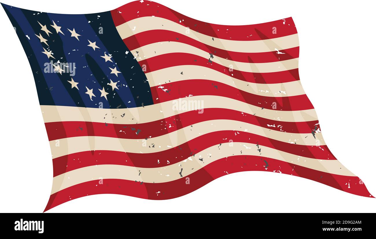Waving Aged Betsy Ross Flagge Isoliert Vektor Illustration Stock Vektor