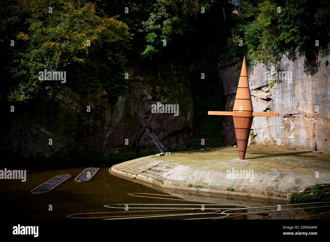 Corten Stahlskulptur für Worsley Delph Becken Projekt von DP Strukturen am Bridgewater Kanal Stockfoto