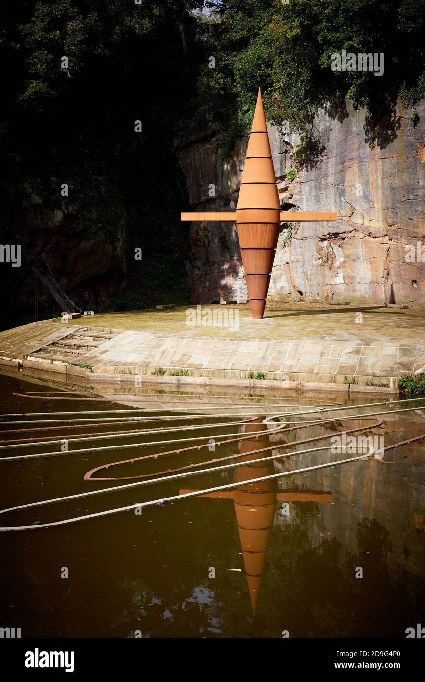 Corten Stahlskulptur für Worsley Delph Becken Projekt von DP Strukturen am Bridgewater Kanal Stockfoto
